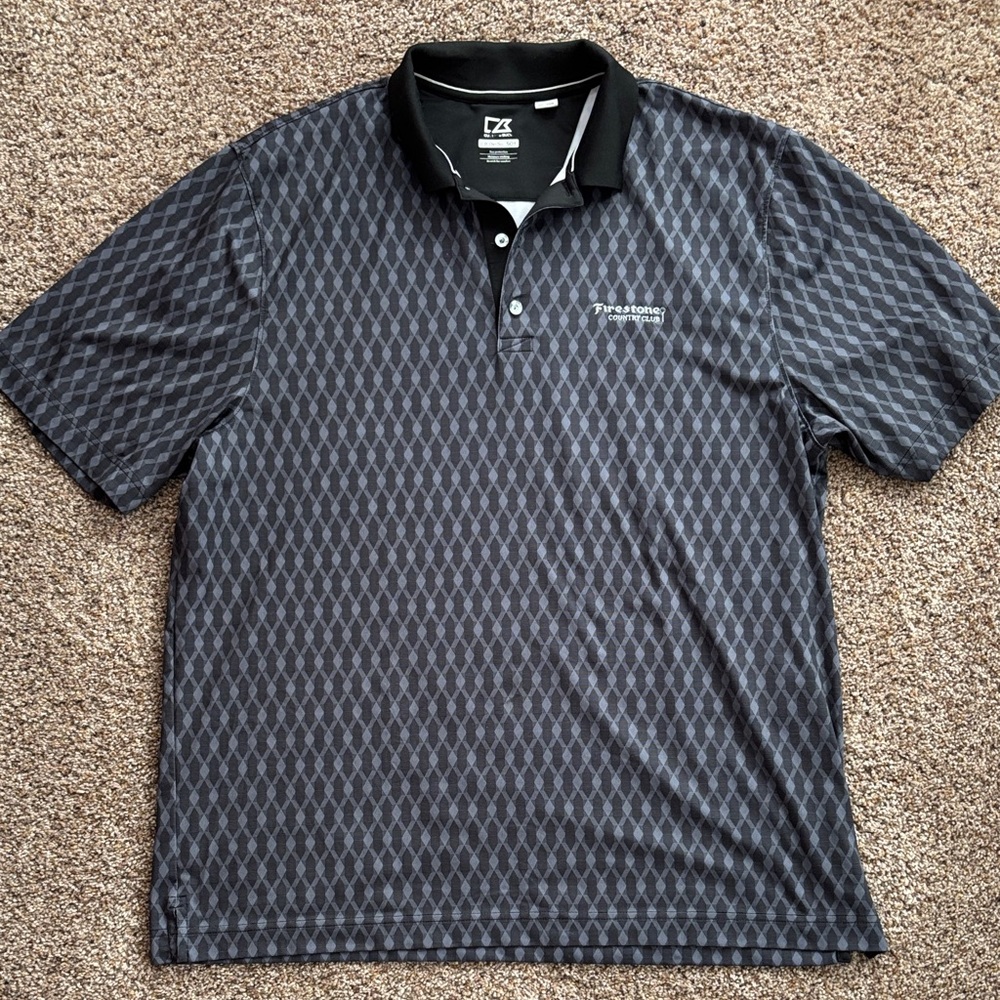 ⛳️ Firestone Country Club Cutter & Buck XL Men's Black and Gray Polo Shirt